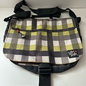 YAK PAK Checker Messenger Bag Unisex Height: 13” (Closed) Width: 16” Approx